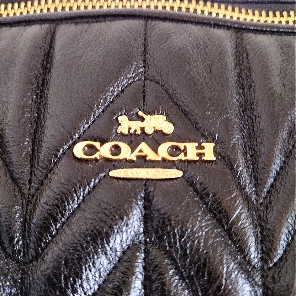 COACH Ally Satchel Black quilted Crossbody Hand Bag - Picture 3 of 15